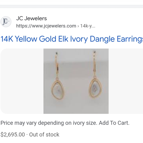 Genuine Ivory & 14 karat gold hoop earrings w/ gold ribboning, posts & backings - Picture 7 of 8